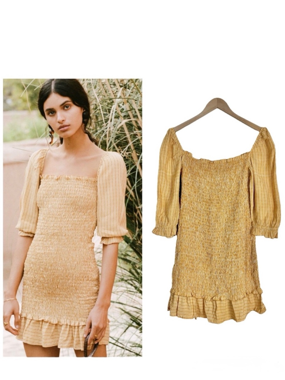 Faithfull the Brand The Es Saada Mini Dress in Ceretti Check Print Size 6